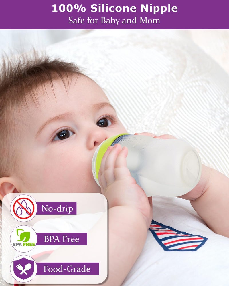 joyfeed Sippy Straw Cup Nipples for Comotomo Baby Bottles,Food Grade Silicone Straw Top，Variable Flow Soft Nipple，6m+,4-Count - Image 5